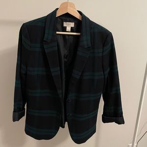 LOFT Green and Navy Plaid Blazer Sz 8